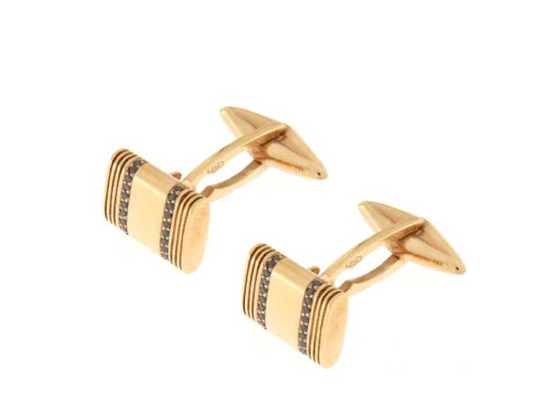 18KT ROSE GOLD CUFFLINKS WITH WITH SIDE BLACK DIAMONDS GIOVEPLUVIO GM152OR